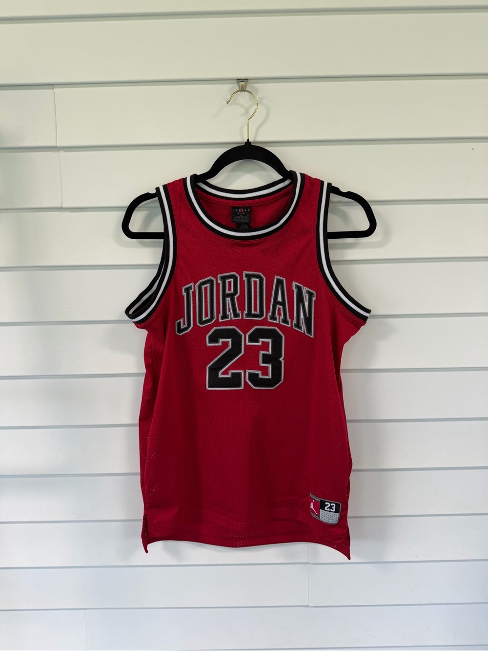 Jordan Red and Black Mesh Basketball Jersey Top